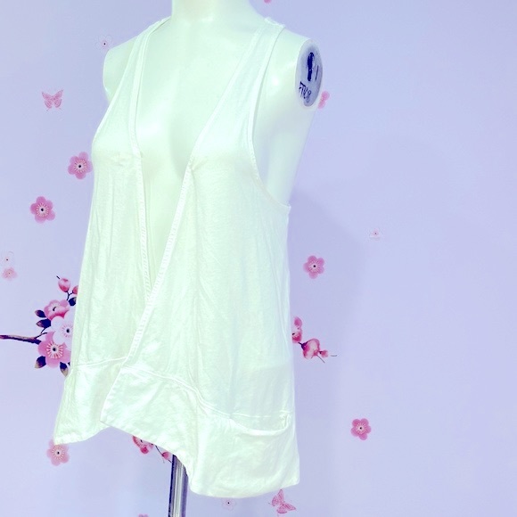 Ann Taylor Loft Lounge Open Front White Vest with Pockets Women's Size S ! - Picture 7 of 10
